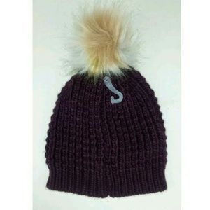 Time and Tru Accessories - Waffle Knit Beanie Hat Faux Fur Pom Pom Maroon Time and Tru Accessories - Waffle Knit Beanie Hat Faux Fur Pom Pom Maroon